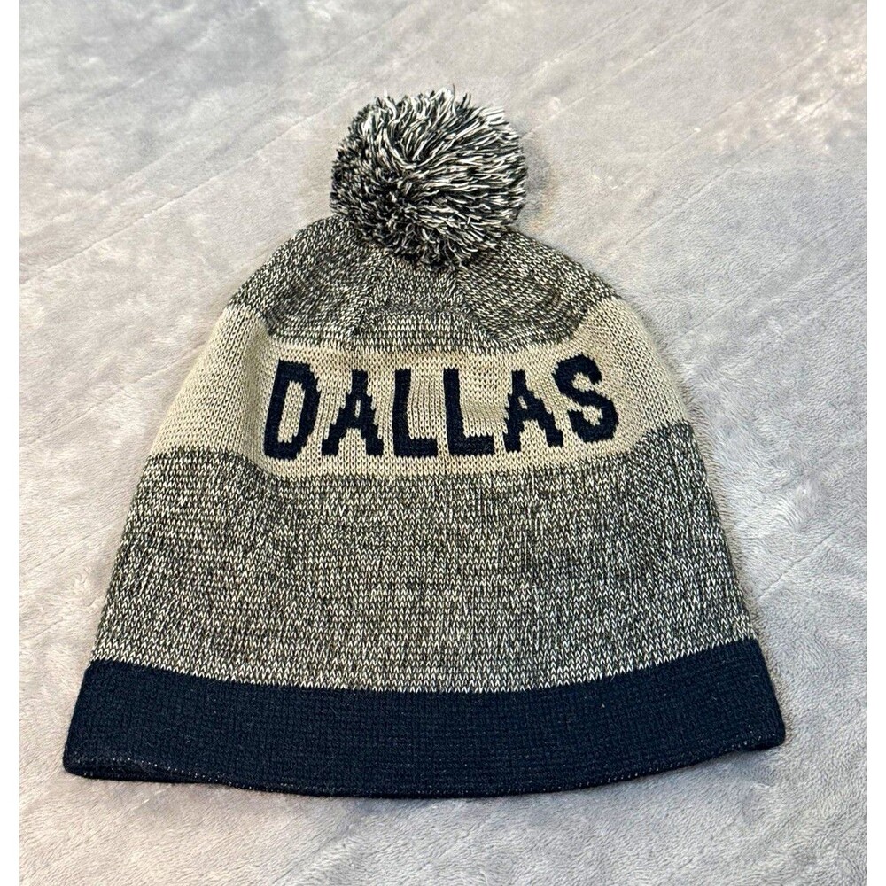 DAS Companies, Inc. Dallas Beanie Hat Men One Size Gray/White/Navy Pom-Pom